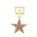 Elegant gold star charm modular link featuring pink rhinestones for DIY modular bracelets - Pentagram Style (Pentagram Gold Buckle)