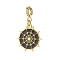 Halloween spider web pendant charm in gold stainless steel with black enamel finish - Spider Web (Spring Buckle)