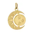 Vintage gold stainless steel celestial pendant featuring sunray moon and stars design - Style 0095