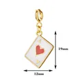 Gold-toned stainless steel Ace of Hearts playing card pendant for DIY jewelry, 12x19mm - Ace of Hearts Tarot - Spring Clasp