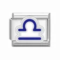 Dettaglio di un modulo per bracciale italiano in acciaio con segno zodiacale Bilancia - Libra