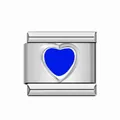 Maglia per bracciale componibile italiano in acciaio con cuore blu lucido - Blu Cuore / Colore acciaio