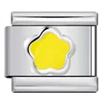 Modulo per bracciale italiano con fiore in smalto giallo realizzato in acciaio inox - Motivo Floreale Farfalla Gialla (#1) / Modulo Singolo