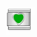 Maglia charm modulare italiana in acciaio inossidabile con cuore verde per bracciali DIY - Verde Cuore / Colore acciaio