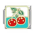 Módulo de pulsera de dijes italianos con diseño de cereza en esmalte para joyas DIY - Fondo Dividido Cereza (Estilo 9)