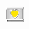 Maglia per bracciale modulare italiano in acciaio inox con cuore giallo - Cuore Giallo / Colore acciaio