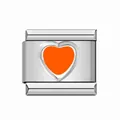Maglia per bracciale italiano in acciaio inox con cuore in smalto arancione per fai da te - Cuore Arancione / Colore acciaio