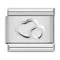 Link per bracciale modulare italiano in acciaio inossidabile con cuori intrecciati - Stile Doppio Cuore / 1 Pezzo / Argento
