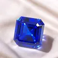 Square cut lab-grown cobalt blue spinel loose gemstone for jewelry making - Asscher Cut / 6mm (Approx 1ct) / Cobalt Blue