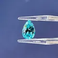Exquise pierre précieuse Paraiba de synthèse taille poire en bleu cyan éclatant - Forme de Poire/Goutte d'Eau / 7*10mm environ 3,5ct / Bleu Paraïba