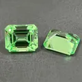 Due pietre preziose di zaffiro verde menta coltivate in laboratorio taglio smeraldo - Taglio Smeraldo / 4*6mm (circa 0,6ct) / Verde menta