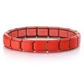 Close-up of a matte red Italian modular charm bracelet in stainless steel metal - Italian Modular Bracelet (#1) / 18 Sections/Pack / Matte Red