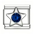 Maglia charm italiana in acciaio inossidabile con stella in zircone blu per bracciali DIY - Stile Stella / Argento (Zirconia Blu Scuro)