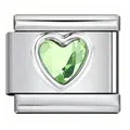 Maglia charm italiana in acciaio inox con zircone verde a cuore per bracciali DIY - Verde Cuore