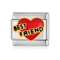Detalle de charm de corazón en acero inoxidable con grabado Best Friend para pulsera. - Estilo Best Friend Corazón Rojo (#6) / 1 Pza (1cm)