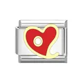 Dettaglio del motivo a cuore rosso su un modulo per bracciale italiano in acciaio. - Stile Cuore Rosso E Giallo (#1) / 1 Pz (1cm)