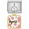 Charm modulare italiano personalizzato per il mese di aprile con motivo floreale rosa - Aprile