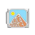 Vista dettagliata del charm italiano con design in smalto delle piramidi egiziane - Modulo Monumento - Piramidi d'Egitto e Sfinge (#3) / 1 Pezzo