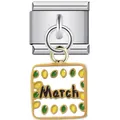 Ciondolo per bracciale modulare italiano tema marzo con smalto verde e giallo - Marzo