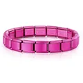 Elegant matte pink stainless steel Italian modular charm bracelet with elastic links - Italian Modular Bracelet (#3) / Matte Rose Pink