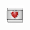 Modulo bracciale charms italiano in acciaio inox con cuore rosso per gioielli DIY - Cuore Rosso / Colore acciaio