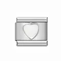Maglia charm modulare italiana in acciaio inossidabile con design a cuore in rilievo - Cuore in Rilievo / Colore acciaio