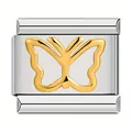 Gold butterfly charm for Italian modular link bracelet in polished stainless steel - Butterfly (C0737) / Two Colors