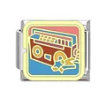 Retro-Ghettoblaster Emaille-Anhänger für italienische Charm-Armbänder aus Edelstahl - Nostalgisches Retro-Radio Muster (#6)