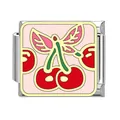 Maglia per charm modulare italiano con design a ciliegia colorata per bracciali DIY - Stile Pop Ciliegia Rossa (Stile 3) / Confezione Singola