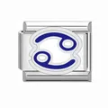 Charm italiano in acciaio inox segno zodiacale Cancro blu per bracciali modulari - Cancro