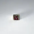 Maillon de breloque italienne en acier inoxydable avec trois zircons rouges incrustés - Rouge (#7)
