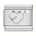 Hochwertiges silbernes Herz-Pfeil-Glied für italienische Modularmbänder aus Edelstahl - Amors Pfeil Stil / 1 Stück / Silber