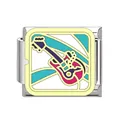 Lebhafter Gitarren-Emaille-Charm für italienische modulare Edelstahl-Armband-Schmuck - Künstlerisches Buntes Gitarren Muster (#7)