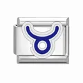 Charm modulare italiano con simbolo zodiacale Toro blu per bracciale fai-da-te personalizzabile - Toro