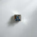 Charm de bracelet modulaire italien en acier inoxydable avec trois zircons bleus - Bleu (#8)