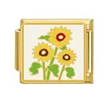 Gold stainless steel Italian modular charm link featuring a colorful sunflower enamel design - Sunflowers (#7)