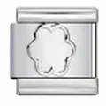 Silver stainless steel Italian charm link with etched flower design for DIY bracelets - Simple Five-Petal Flower Engraved Pattern (#9) / Single Module