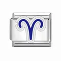 Charm zodiacale Ariete in acciaio inossidabile lucido per bracciali italiani modulari - Ariete
