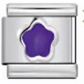 Classic stainless steel Italian modular charm link featuring a purple flower design for DIY bracelets - Purple Enamel Five-Petal Flower Pattern (#10) / Single Module