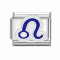 Maglia per bracciale italiano in acciaio con segno zodiacale Leone blu per bracciali DIY - Leone