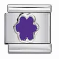 Modular Italian charm link with purple flower design for personalized DIY bracelets - Purple Enamel Flower Pattern (#11) / Single Module