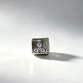 Maillon de charme italien avec trois zircons violets en acier inoxydable poli brillant - Violet (#11)