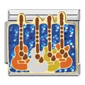 Italienisches Charm-Modul mit drei bunten Gitarren auf blauem Glitzer-Hintergrund - Blaues Glitzer Drei Gitarren Design (#15)