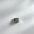 Charm modulaire italien en acier inoxydable avec trois pierres de zircone circulaires brillantes - Blanc (#12)