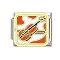 Musik-Serie Italienisches Charm-Glied mit Geigen-Design aus robustem Edelstahl - Geometrisches Cello/Violine Muster (#11)