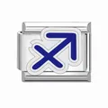 Link modulare per bracciale italiano in acciaio con segno zodiacale Sagittario blu - Sagittario