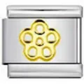 Stainless steel Italian charm module featuring a golden flower motif for DIY bracelet - Gold Hollow Five-Petal Flower Pattern (#13) / Single Module
