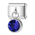 Modulo per bracciale italiano con ciondolo in cristallo blu e finitura argento - Settembre (Zaffiro)