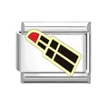 Stainless steel Italian modular charm link featuring a red lipstick design for DIY bracelets - Red and Black Lipstick (#6)