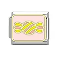 Charm modulare italiano in acciaio inossidabile con simpatico motivo a caramelle rosa e gialle - Caramella Rosa Gialla (#5)